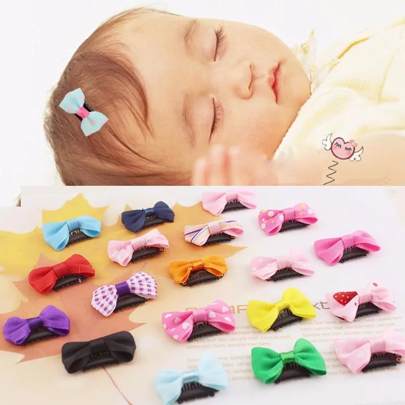

10pcs/set Baby Colorful Mini Hair Clip Solid Dot Printed Baby Bow Hair Clip Newborn Decoration Hair Pin Kids Hair Accessories