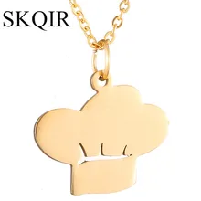 SKQIR Cute Chief Hat Pendant Necklace Women Office Lady Gold Chain Necklace Statement Jewelry For Men/Female New colar masculino