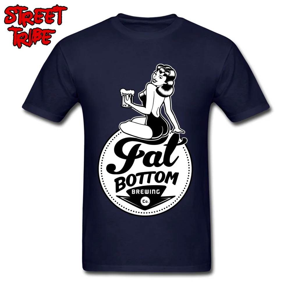 Casual Tshirts Plain Short Sleeve Family 100% Cotton Fabric O Neck Men's Tops & Tees Personalized Tops T Shirt Summer beer brewing grains malts brewery fat bottom navy