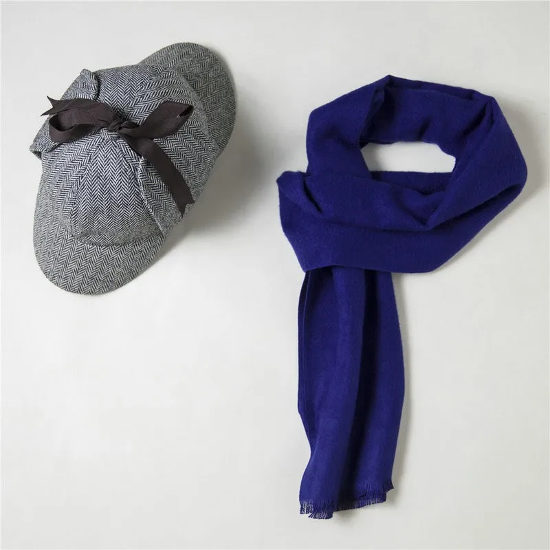 Cosplay Sherlock Holmes Cap Detective Hat And Scarf Wool Costume Adult Deerstalker Houndstooth3