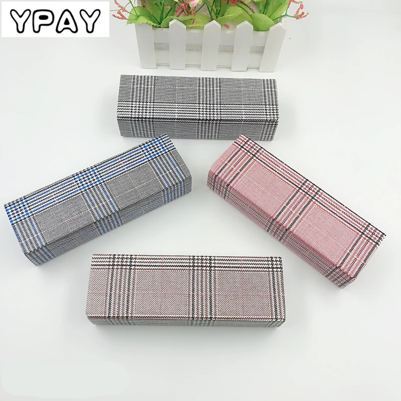 

YPAY 2019 New!!! 1pcs/bag 4Colors Fashion Lattice Creative Handmade Magnet Glasses Box High-grade Wood Handmade Glasses Case