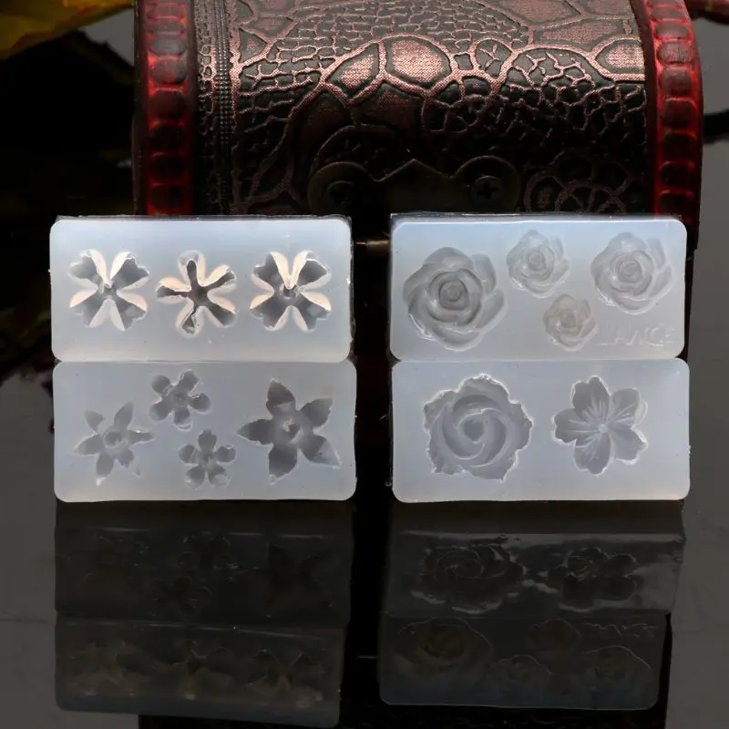 4 шт. 3D Силиконовые Цветы трафарет для маникюра УФ Expory смолы кабошон для изготовления Ожерелья 4,1x1,9x0,7 см