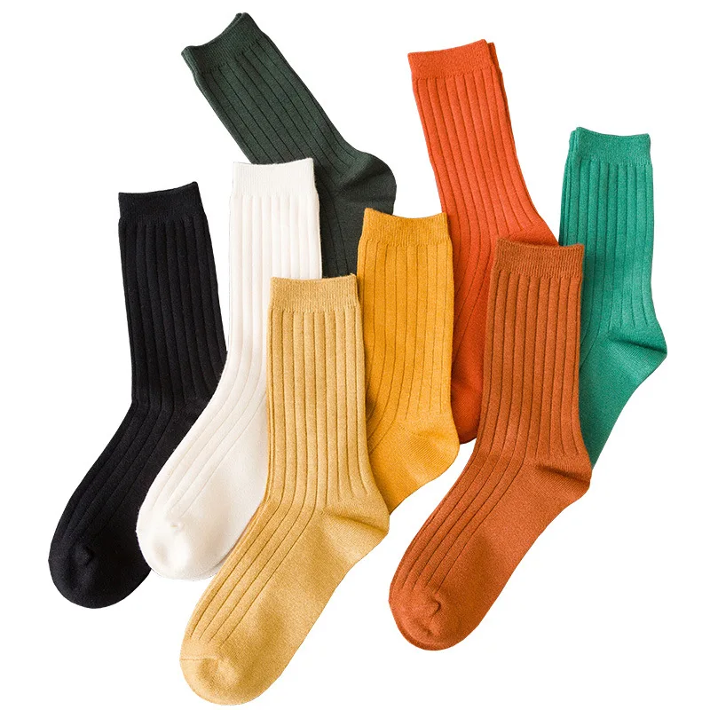 

Winter new women's thick warm high quality material cotton draw candy color women's socks fashion solid color tube socks wholesa