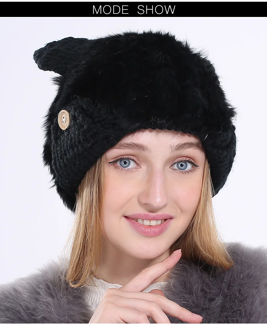 Peekymoce Новый Дизайн шапочки Для женщин девочек осень-зима шляпа Кепки натуральный норки Мех животных шапка для Для женщин милый кот уха