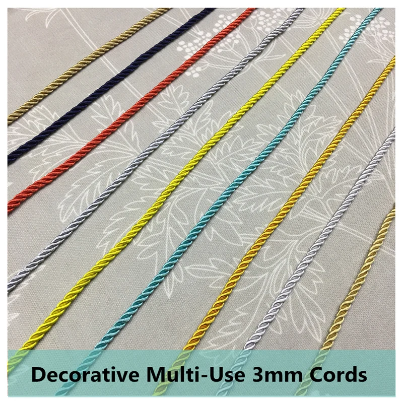 

High Quality Twisted Rope 9 Colors Three strand Inner Cotton Cord Bag Belt Handcraft DIY Decorative Accessories 4mm sell 5 meter