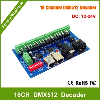 

DHL Free shipping 18 channel DMX Dmx512 Decoder,Drive,DC12V-24V 6 groups output for LED strip light,RGB node,module