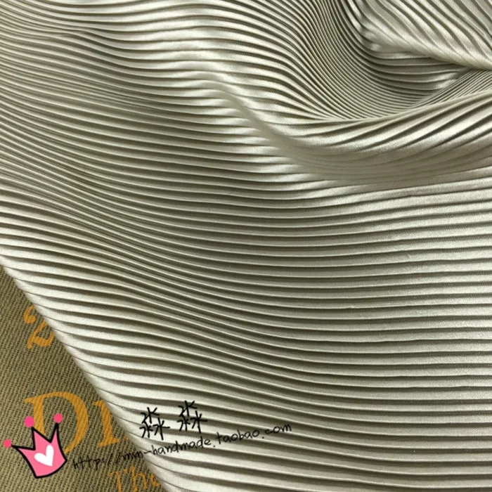 1psc прессованная мятая ИМИТИРОВАННАЯ шелковая атласная плиссированная ткань одежда чистый цвет в тонкую полоску платье ткань