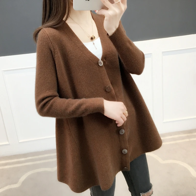 

Pure single-breasted A-version Cape bat knitted cardigan sweater 75-3220