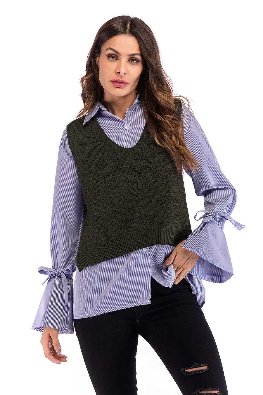 Gladiolus 2018 Fashion Knitwear Autumn Winter Sweater Women Sleeveless V-Neck Loose Knitted Waistcoat Women Vest Short Sweaters (12)