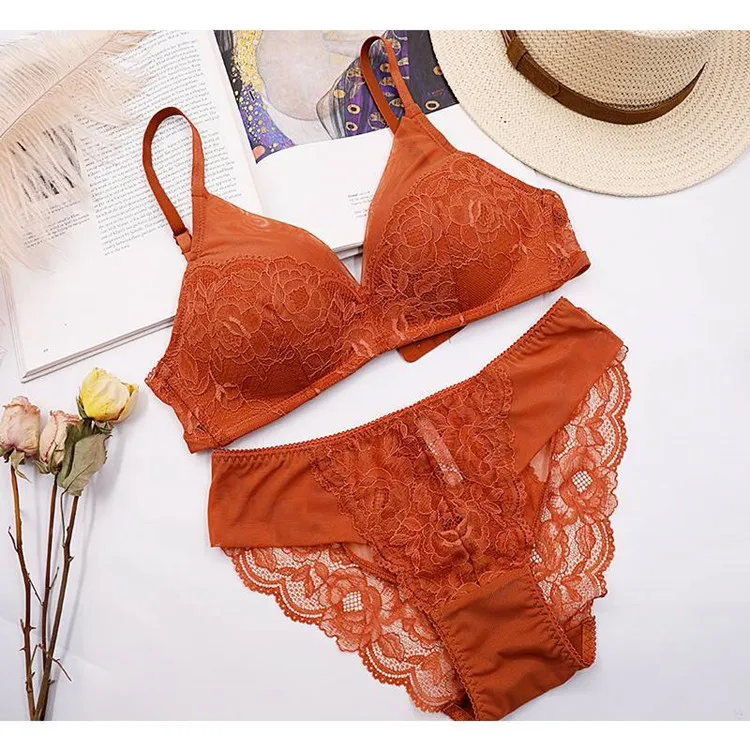 New Women's underwear Set Lace Sexy Push up Bra And Panty Sets Embroidery Brassiere Solid 3 Color Lingerie Adjustable Bra Set  (12)