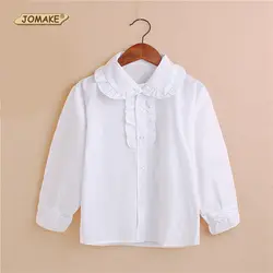 Детская одежда для девочек, 2018 Весенняя детская одежда, Блузка для девочек, кружевные хлопковые детские белые рубашки, школьные блузки для