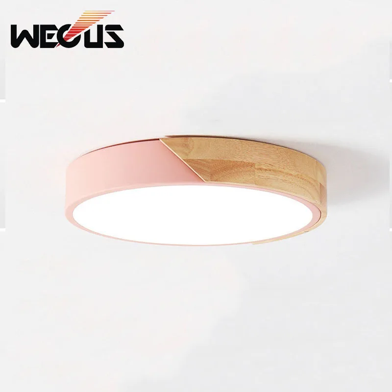 

Nordic wood round macaroon ceiling lamp modern concise creative PMMA light living room bedroom children's room ceiling lamp