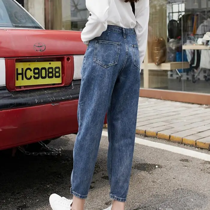 Mom Jeans High Waist cintura alta Vintage Pencil Pants Jeans Boyfriend Casual Denim Trousers For Women Black Blue Plus Size 2019