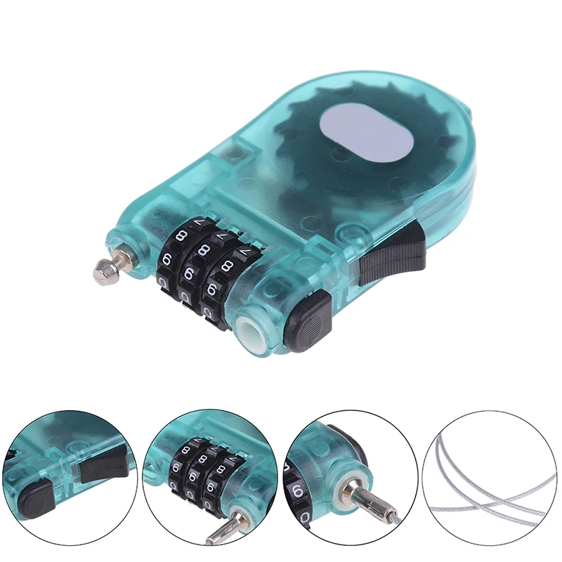 

1 Pc 3 Digit Portable Retractable Bike Bicycle Lock Combination Cable Code Lock Safety Luggage Suitcase Padlock