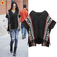 XL-5XL плюс размеры повседневное для женщин свитеры для осень г. Очень большой свитер рукав "летучая мышь" лоскутное вязаный пулове