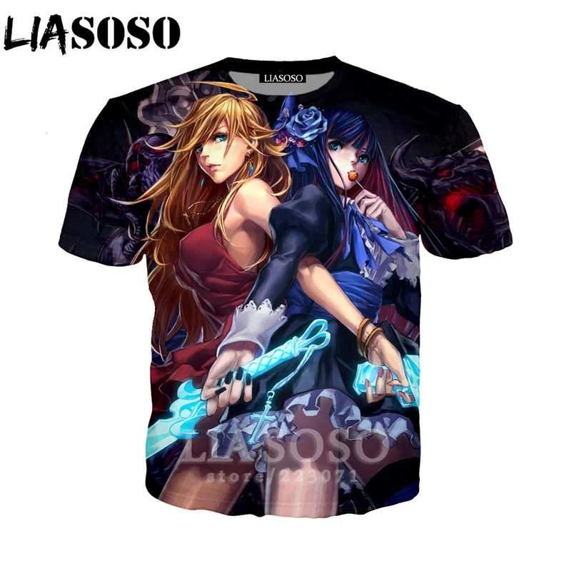 

LIASOSO Summer New Men Women Sweatshirt 3D Print Anime Panty Stocking with Garterbelt T Shirt Fashion Short Sleeve Pullover B039