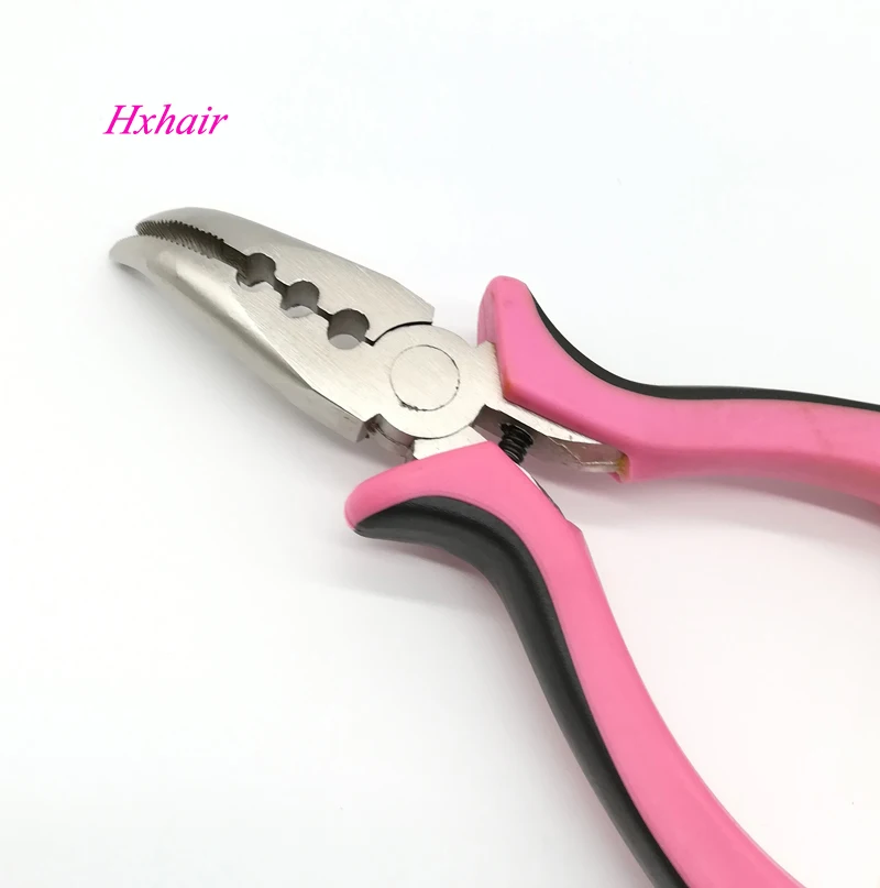 No.10 Pink hair pliers Curved Head with Teeth and 3 Holes /Hair Extension Pliers /Hair Extension Tools