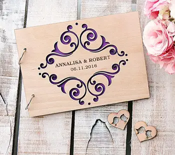 

Fancy Scroll Rustic Wedding Guest Book