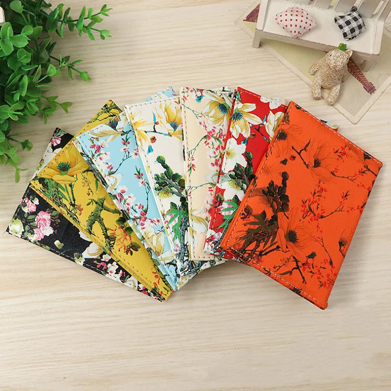 

New Korean style Plum blossom Retro printing Female passport set PU fashion Imprint flowers passport holder