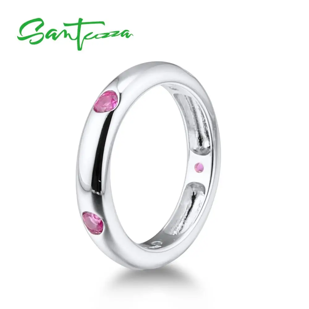 Santuzza серебряное кольцо для женщин из чистого 925 пробы серебра многоцветные драгоценные камни стекируемые кольца вечности модные ювелирные изделия