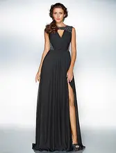 Elegent High Neck Split Side Pailletten Drapierte A-Line Langes abendkleid Chiffon Formale Kleid JTT1334
