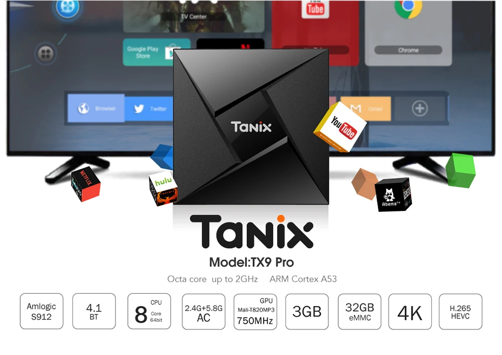 Tanix TX9 Pro ТВ коробка 3g 32G Amlogic S912 Android 7,1 Octa Core Bluetooth 4,1 Wi-Fi Декодер каналов кабельного телевидения медиаплеер PK x96 GT1 Ultimate