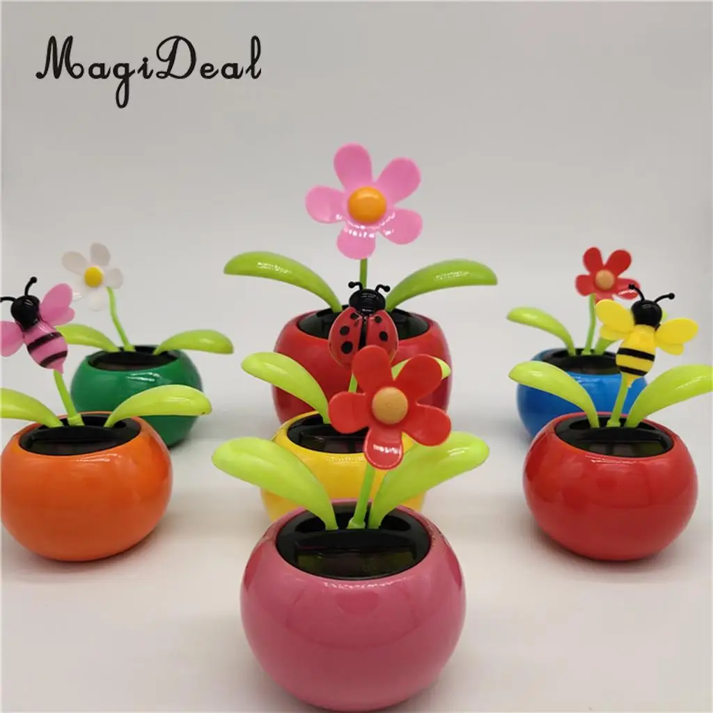 Solar Powered Insect Flower Sunflower Dancing Swing Doll   Toy Home Decor Car Ornament Flowerpot Figure Gifts