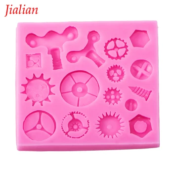 

Jialian Gears & gearwheel Fondant silicone moulds Chocolate Baking Tools for Cakes decoration FT-0576