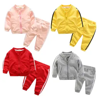 

2018 New Winter Girls Kids Two-piece Suit Sweater Hooded Velvet Casual Sports Coats Jacket + Trousers Pants