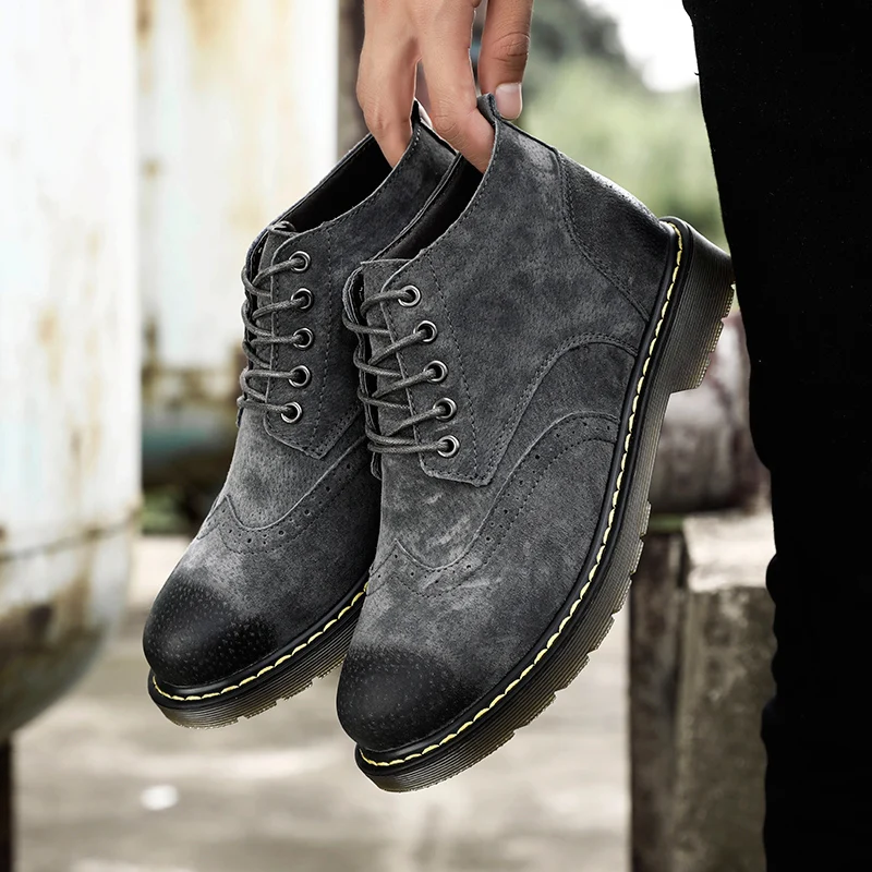 

Hot Sale Winter Men Non Slip Boots Leather High Top Men Waterproof Boots with Fur Warm Snow Shoes Military Army Boots 2019 New