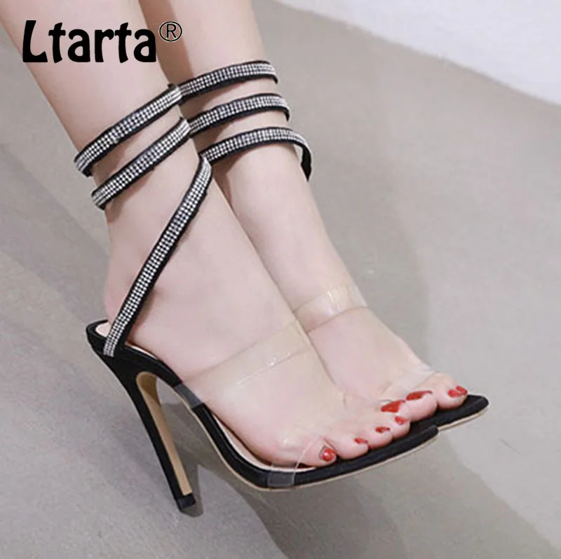 

LTARTA 12cm Sandals Woman Shoes Roman Wind Chain Transparent Comfortable High Heel Sandals Female Large Size ZL-A6-93