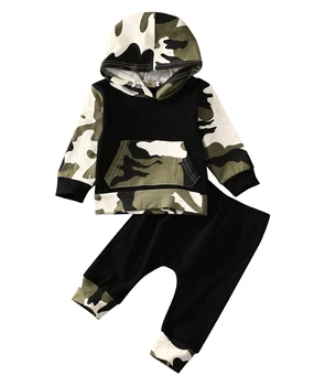 

New Casual Camouflage Newborn Baby Boys Toddler Hooded Tops Long Pants Outfits Set Clothes Casual Clothes Outfits Sweatshirt