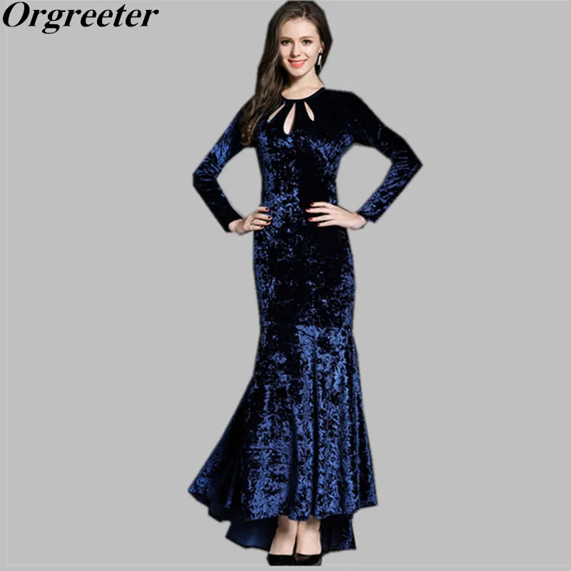 velvet long dress design