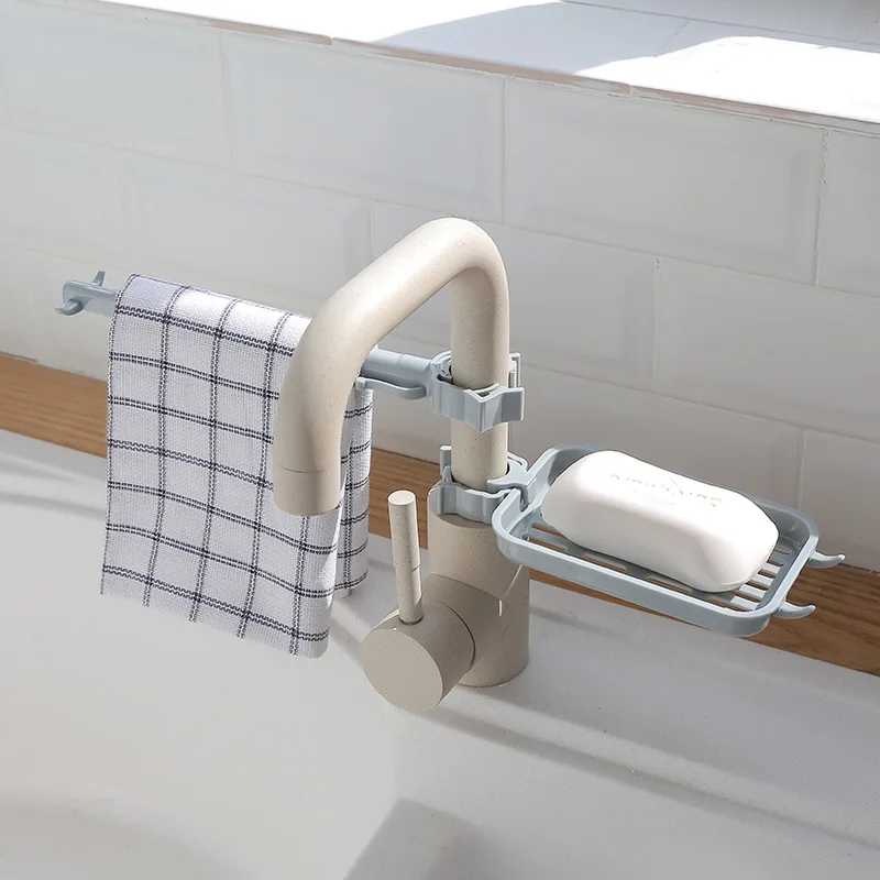 1 مجموعة المياه الحنفية بالوعة شنقا تخزين الرف الإسفنج الليفة منشفة حامل استنزاف رف الحمام ل منظم مطبخ تخزين رفوف