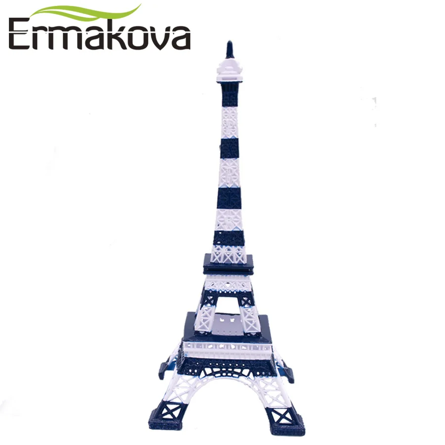 

ERMAKOVA Eiffel Statue Vintage Metal Paris Eiffel Tower Figurine World Famous Landmark Building Home Office Decor (Blue-white)