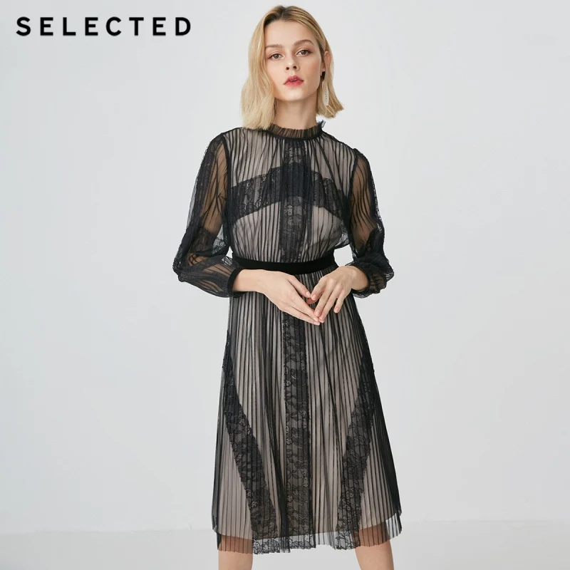 

SELECTED Laced Pleated Midi Dress SIG|41912J509