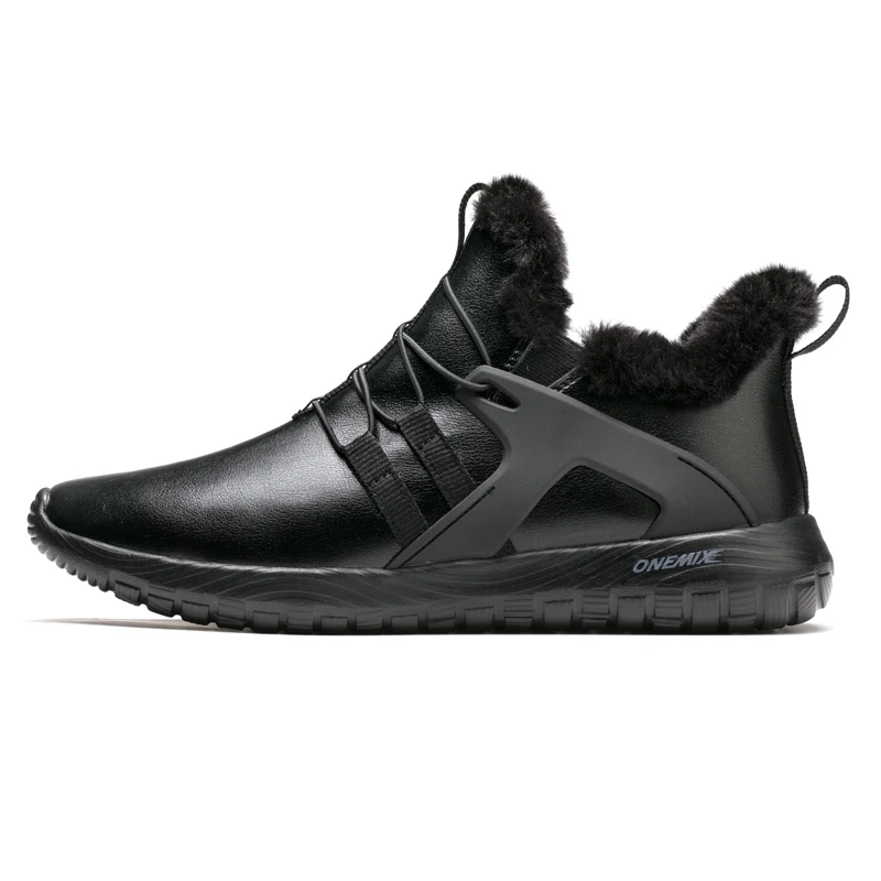 Onemix мужские кроссовки зимние мужские кроссовки уличная спортивная обувь для мужчин Прогулочные кроссовки теплые мужские ботинки - Цвет: full black