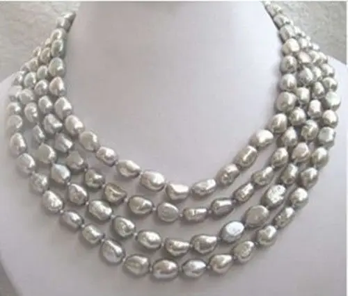 

Wholesale price 16new ^^^^Long 8 - 9MM freshwater baroque gray pearl necklace 78