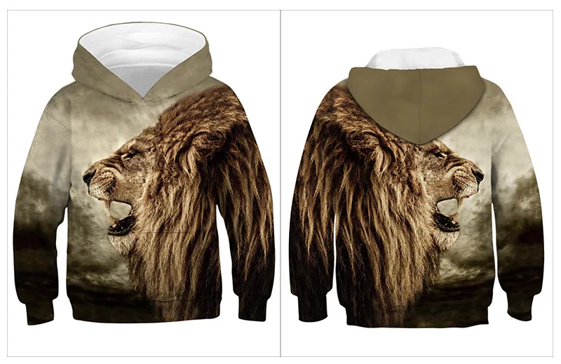 3D LION Boys Hoodies Teens Autumn Hooded Sweatshirt For Boys Kids Sweatshirt Coats Children Clothes Long Sleeve Pullover Tops