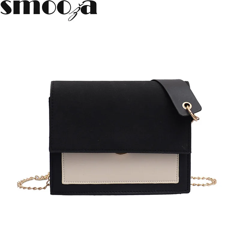 

SMOOZA Scrub patchwork bags Spring New Fashion Women Shoulder Bag Chain Strap Flap Designer Handbags Ladies Messenger Bags