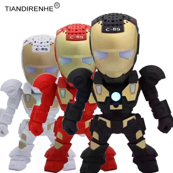 

New Bluetooth Iron Man Mini Speaker Portable Wireless Kid Gifts with LED Flashing Light Stereo Hifi Sound Box TF USB MP3 for PC