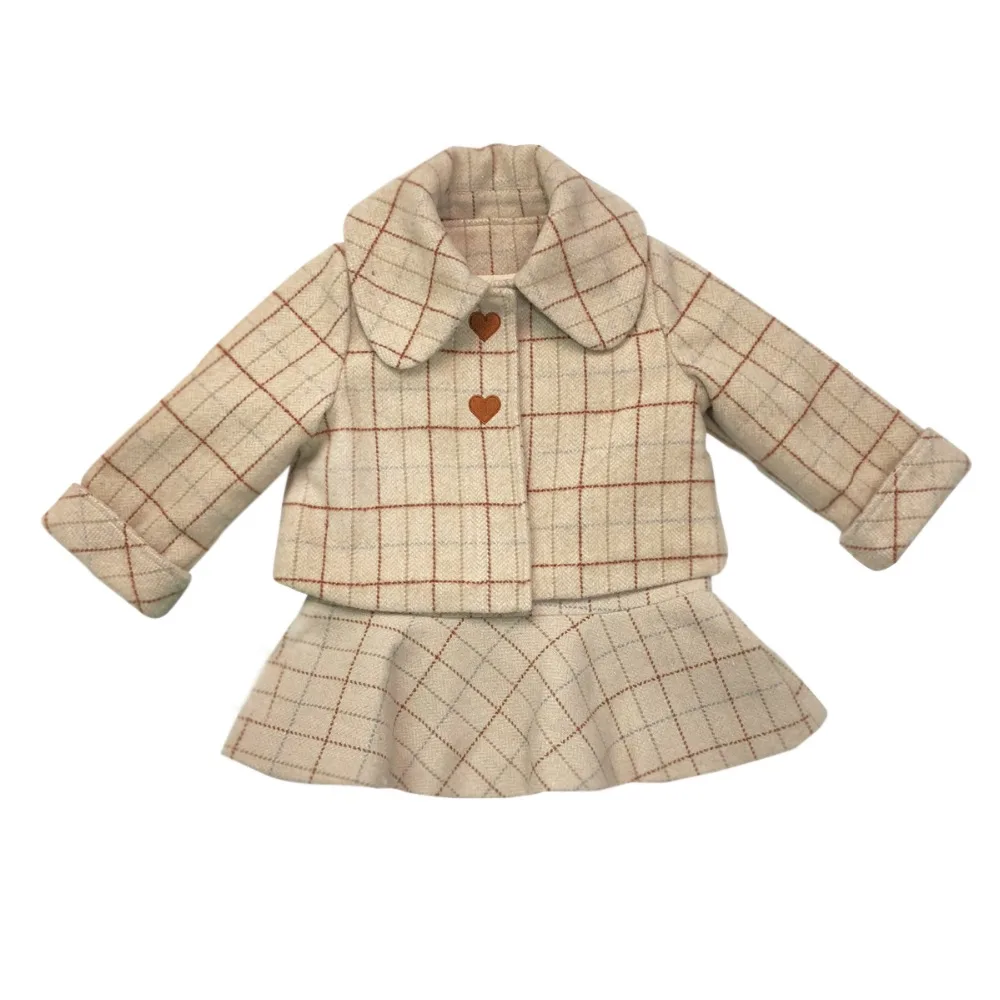 Kids girls autumn clothing set plaid turn-down collar coat +overall dress boutique toddler girls clothes set Kids girls autumn clothing set plaid turn-down collar coat +overall dress boutique toddler girls clothes set