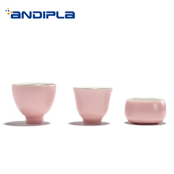 

2PCS/Lot Brief Pink Ceramic Porcelain Teacup Office Drinkware Home Tea Ceremony Puer Oolong Tea Cups Small Sake Bowl Sent Friend