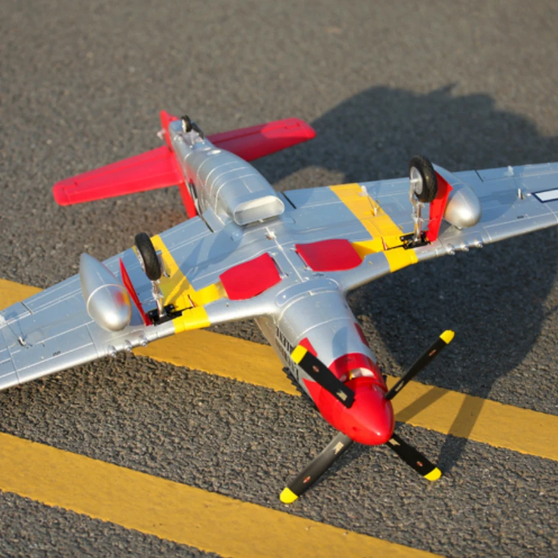 Радиоуправляемый самолет FMS 1450 мм 1 4 м P51 P 51D Mustang красный хвост V8 с рефлекс