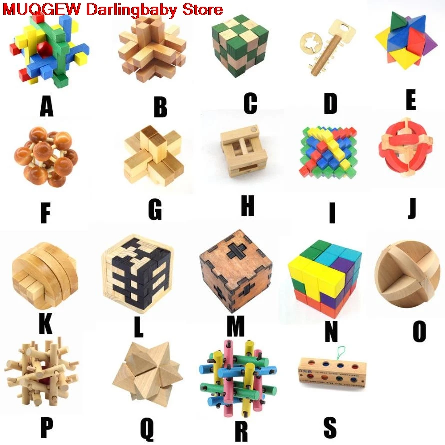 Wooden Intelligence Toy Training Brain Teaser Game Toy 3D Puzzle for Kids Adults 