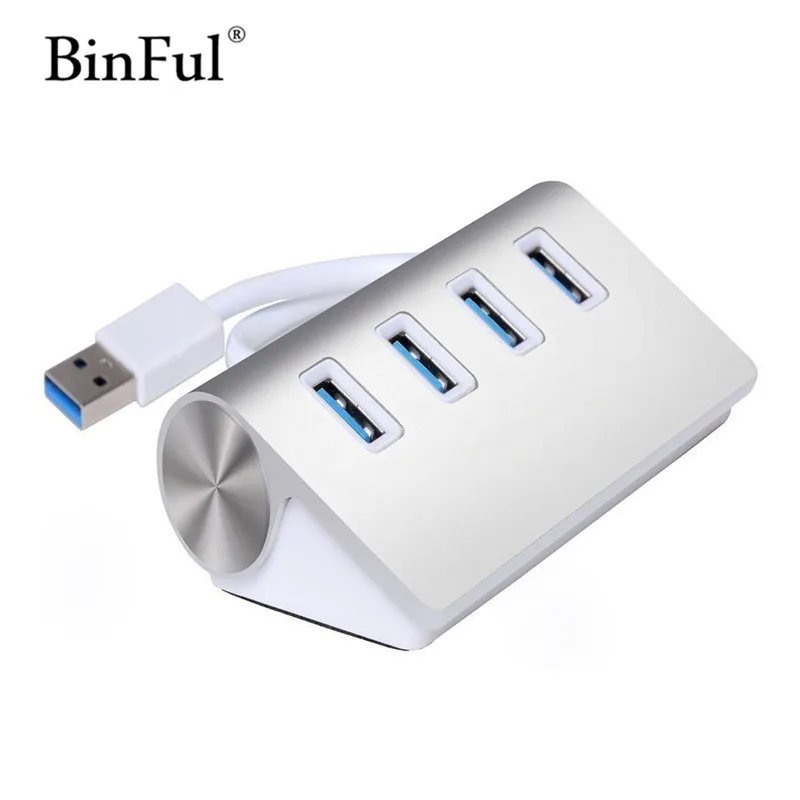 BinFul 4 USB порт адаптер алюминиевый материал USB 2,0 3,0 концентратор разветвитель синий индикатор светильник для Windows 7 8 10 XP Vista Mac