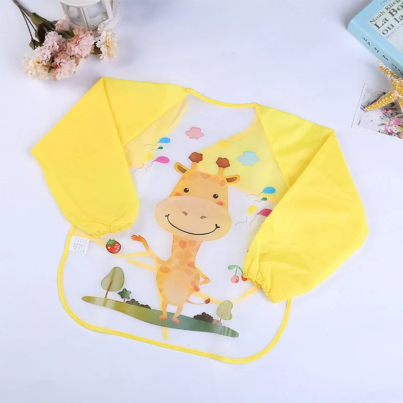 Waterproof Bib Long Sleeve Baby Bibs Baby Feeding Smock Apron Cartoon Animal Cute Breastplate Kids' Things