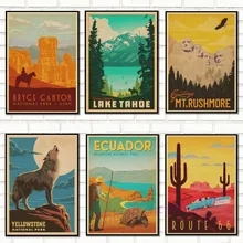 Знаменитый пейзаж ретро крафт путешествия постер декоративная стена стикер постеры для украшения домашнего бара детский подарок/9003