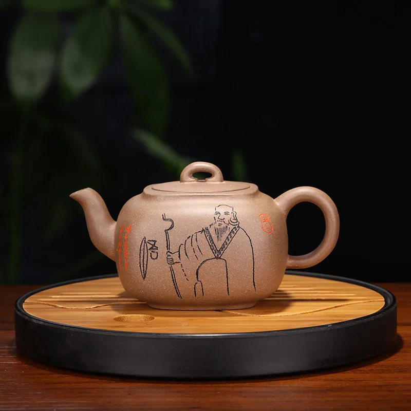 

Yixing Dark-red Enameled Pottery Teapot Famous Manual Muddy Square Grey Lime Section Clay Pot Kungfu Online Travel Tea Set Gift