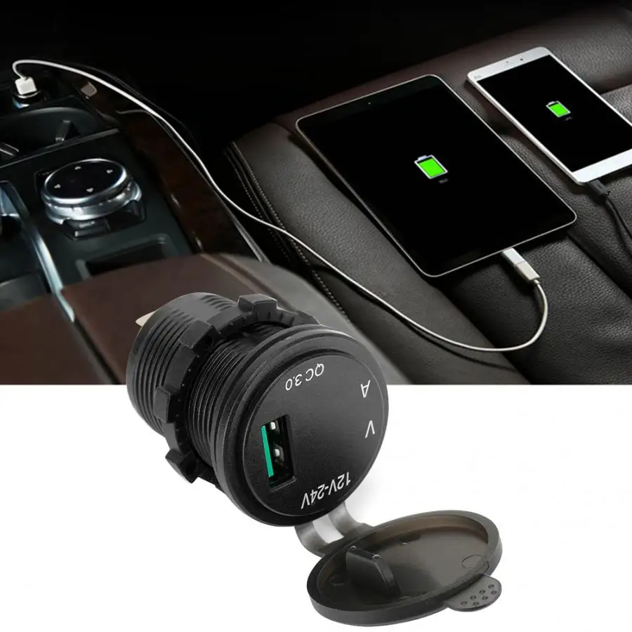 

QC3.0 Type-C USB Car Charger Cigarette Lighter Socket with LED Digital Voltmeter for Laptop car accessories